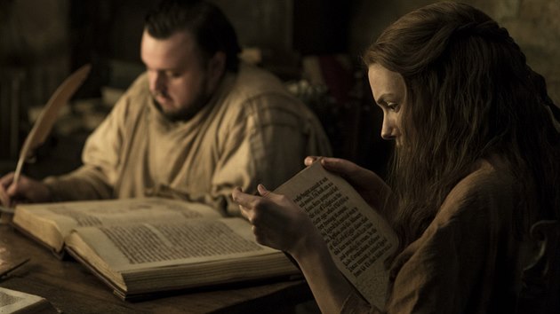 John Bradley jako Sam Tarly, Hannah Murray jako Gilly. Zbr ze sedm srie serilu Hra o trny