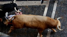 První leto�ní b�h s býky ve �pan�lské Pamplon� (7.7.2017).