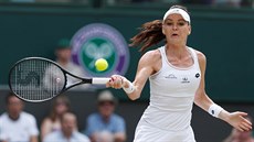 Agnieszka Radwaská bhem tetího kola Wimbledonu.