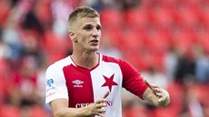 Jakub Jugas ze Slavie v p�ípravném zápase s Celticem Glasgow