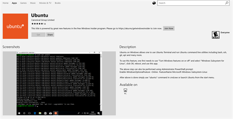 Ubuntu je ve Windows Store