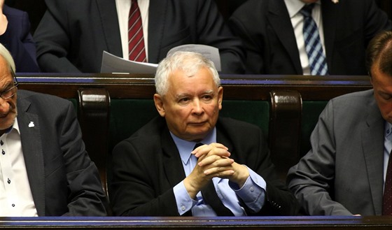 éf polské vládní strany Právo a spravedlnost Jaroslaw Kaczynski v parlamentu...