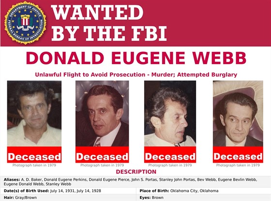 Tlo Donalda Eugena Webba, kterého pro podezení z vrady hledala FBI, nali po...