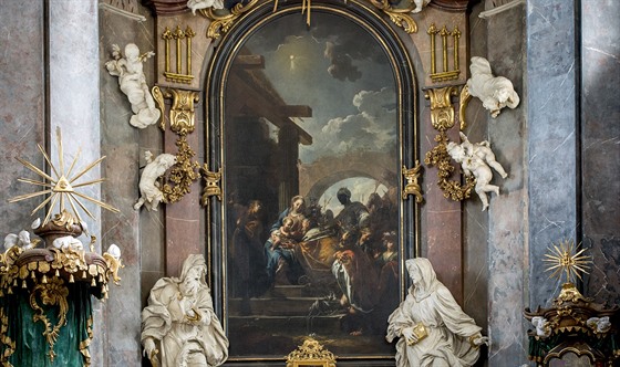 Oltání obraz Klanní Tí král od Petra Brandla v zámecké kapli Zjevení Pán...