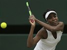 PRECIZNOST. Venus Williamsová se soustedí na bekhend ve finále Wimbledonu s...