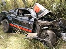 Nehoda automobilu Ford Mustang nedaleko Borku u Prahy (15. 7. 2017)