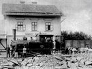 Vlakové nádraží v Náměšti na Hané na Olomoucku na přelomu 19. a 20. století.