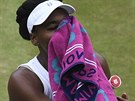 T̎KÁ BITVA. Americká tenistka Venus Williamsová si utírá obliej v prbhu...