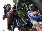 Nairo Quintana (vlevo) a Andrea Pasqualon ped startem desáté etapy Tour de...
