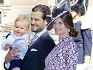 védský princ Carl Philip, jeho manelka princezna Sofia a jejich syn princ...