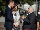 Princ William, vévodkyn Kate a Lech Walesa (Gdask, 18. ervence 2017)
