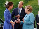Vévodkyn Kate, britský princ William a nmecká kancléka Angela Merkelová...