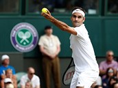 vcar Roger Federer si chyst servis.