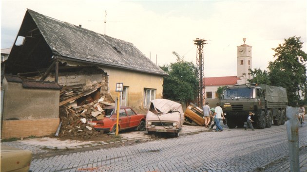 Z olomouckch mstskch st poniila povode v roce 1997 nejvce ernovr. Na snmku vodou poboen dm na Frajtov nmst