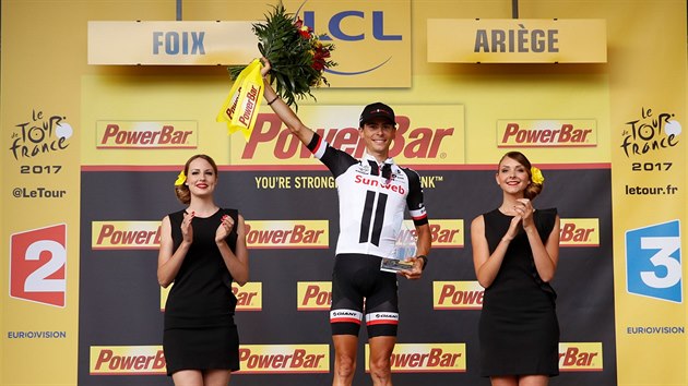 DOKZAL TO. Warren Barguil pinesl po dvancti letech Francii vtzstv v Den dobyt Bastily na Tour de France.