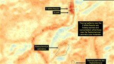 Termální snímek  Jongbjonu z prosince lo�ského roku. V míst� reaktoru je patrná...