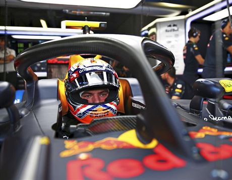 Max Verstappen sedí v monopostu Red Bull se svatozáí. Od pítí sezony musí...