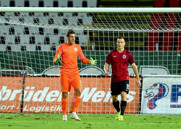 CO SE TO D�JE?! Branká� Martin Dúbravka s Luká�em �tetinou ze Sparty b�hem...