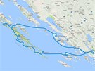 Mapa plavby po chorvatském souostroví Kornati