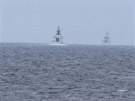 ínské bojové lod na cest do Baltského moe zachycené z paluby dánské fregaty...