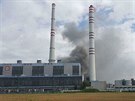 Poár v elektrárn v Dtmarovicích na Karvinsku. (28. ervence 2017)