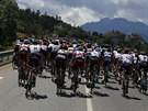 Cyklistický peloton bhem osmnácté etapy Tour de France.