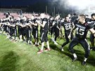 Hrái Prague Black Panthers oslavují triumf v Czech Bowlu.