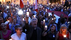 Demonstrace proti soudní reform ve Varav (24. ervence 2017)