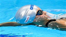 eská plavkyn Simona Baumrtová pi závod na 50 metr znak.