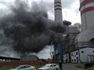 Pohled na poár odsiovacího zaízení elektrárny Dtmarovice na Karvinsku. (28....
