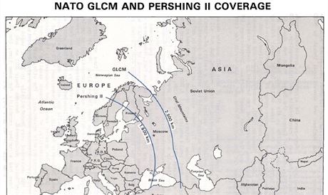 Odtajnn dokumenty NATO. Dosah raket Pershing II. a GLCM. Vtina sovtskch...
