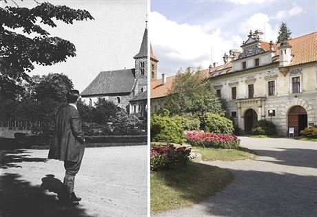 Novorenesanní zámek Prhonice kolem roku 1910 a v souasnosti