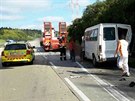 Na 176. kilometru D1 ve smru na Prahu narazil v ter rno kamion do stojcho...