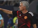 José Mourinho, trenér Manchesteru United, bhem Superpoháru proti Realu Madrid.