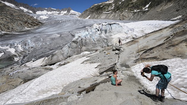 Rhonský ledovec, Švýcarsko (14. července 2015)