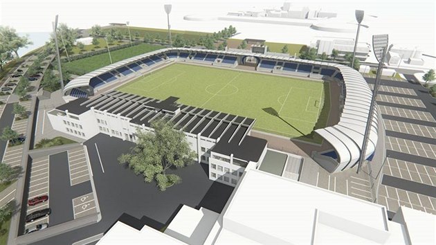Projekční firma JIKA - CZ zveřejnila vizualizace, které ukazují novou podobu pardubického fotbalového stánku.