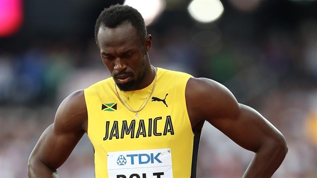 Usain Bolt po porážce v semifinále stovky na MS v Londýně.