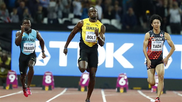 Jamajan Usain Bolt (uprosted) si b pro postup z rozbhu.