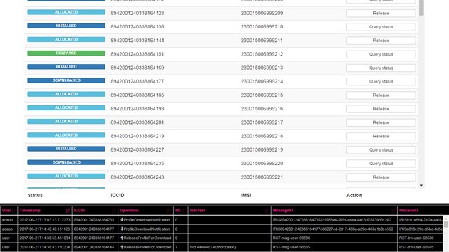 Ukzka fungovn eSIM v podn opertora T-Mobile - testovac backend prosted, ukzka piazen profil