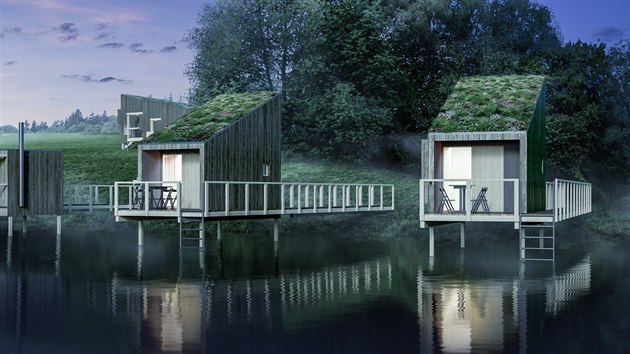 Na vodě jsou v plánu dva „rybářské domky“ a sauna. 