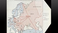 Odtajnné dokumenty NATO. Mapa znázorující rozmístní pozemních sil SSSR a...