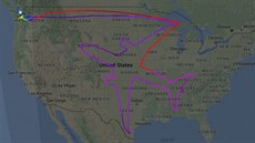 Grafický záznam trasy letu BOE004 z Flightradar24.