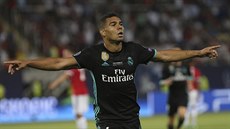 Casemiro z Realu Madrid slaví svj gól v duelu o Superpohár UEFA.