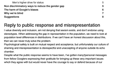 James Damore se v aktualizovaném dokumentu ohradil proti nařčení ze sexismu:...