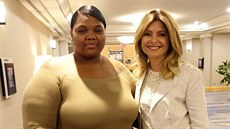 Quantasia Sharptonová a její právnika Lisa Bloomová (New York, 7. srpna 2017)