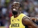 Zranný Usain Bolt pi tafet 4x100 m.