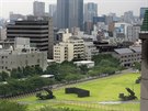 Japonský obranný systém ped budovou ministerstva zahranií (10. srpna 2017).