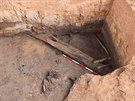 ást devné konstrukce nalezená v zaniklém korytu eky Labe u Opatovic.