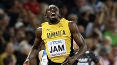 Zranný jamajský bec Usain Bolt v závod muské tafety.