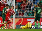 ESKÝ GÓLMAN PEKONÁN. Robert Lewandowski z Bayernu Mnichov odbíhá slavit,...